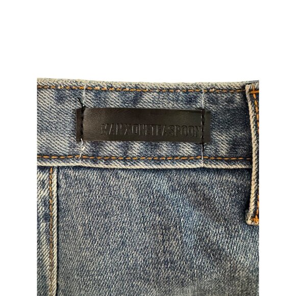 Man Oneteaspoon Mr Browns Distressed Jeans Size 34 Old Blue Wash Rigid Low Rise - Picture 9 of 9